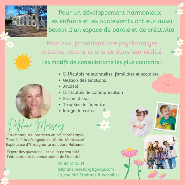 Pour un développement harmonieux,  les enfants et les adolescents ont eux aussi besoin d’un espace de parole et de créativité, Versailles, Delphine Mossang